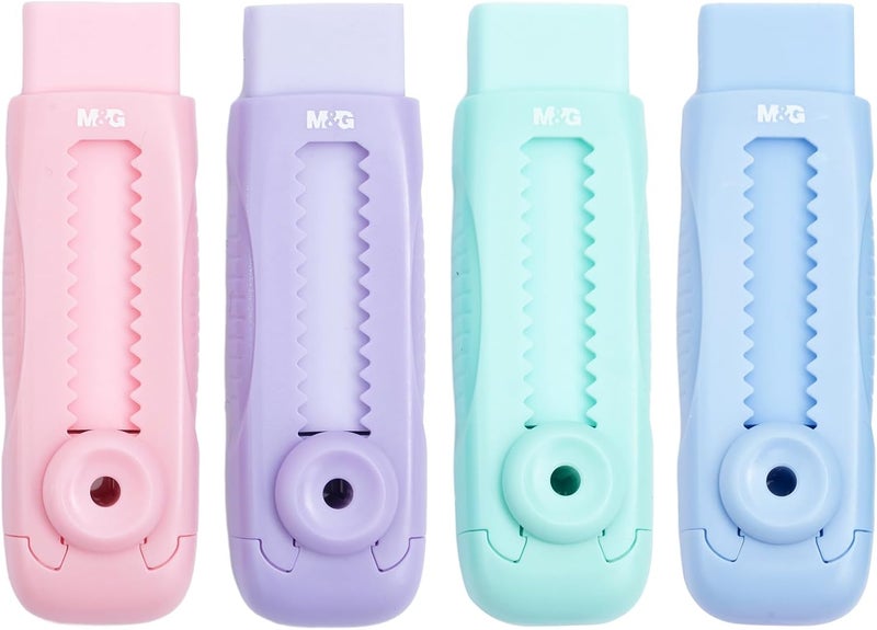 MG 4 Pcs Cute Erasers for Kids Sliding Retractable Pencil Erasers, Push Pull Design Cute Erasers Stationery Supplies for Kids Back to School Supplies for Office - Image 1